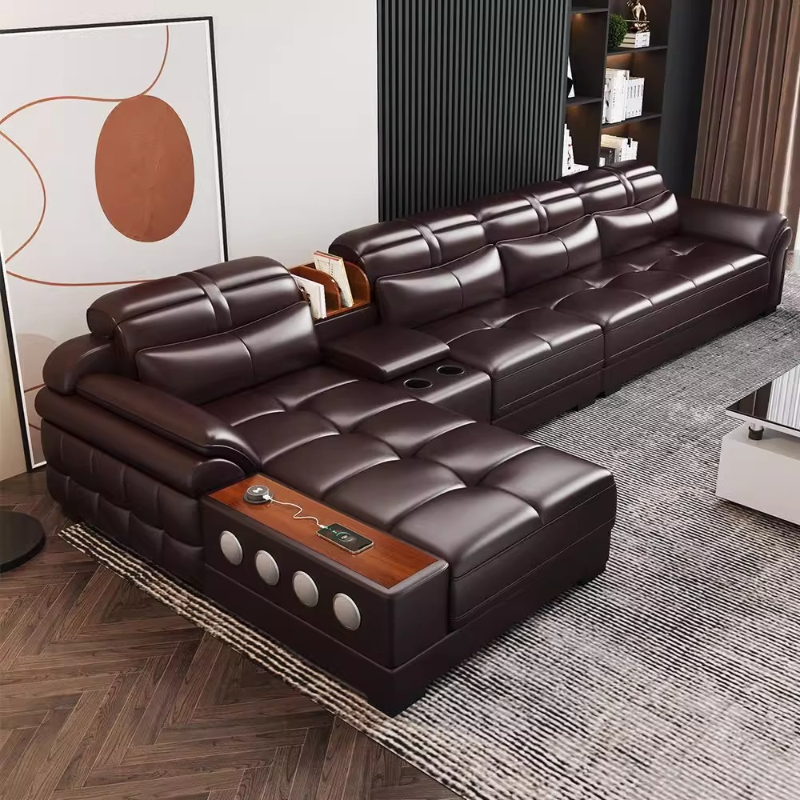 Home Cinema For Small Room - Hakiki Deri Küçük Daire Kanepeleri Lüks