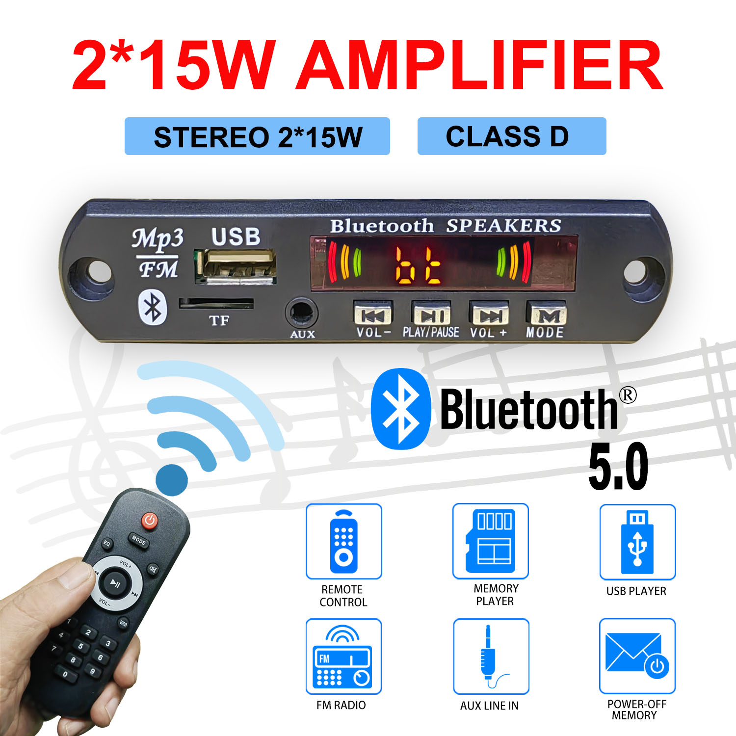 DC 5V-32V 30W Bluetooth5.0 Amp - Surround Sound Decoder incelemesi ve fiyatı