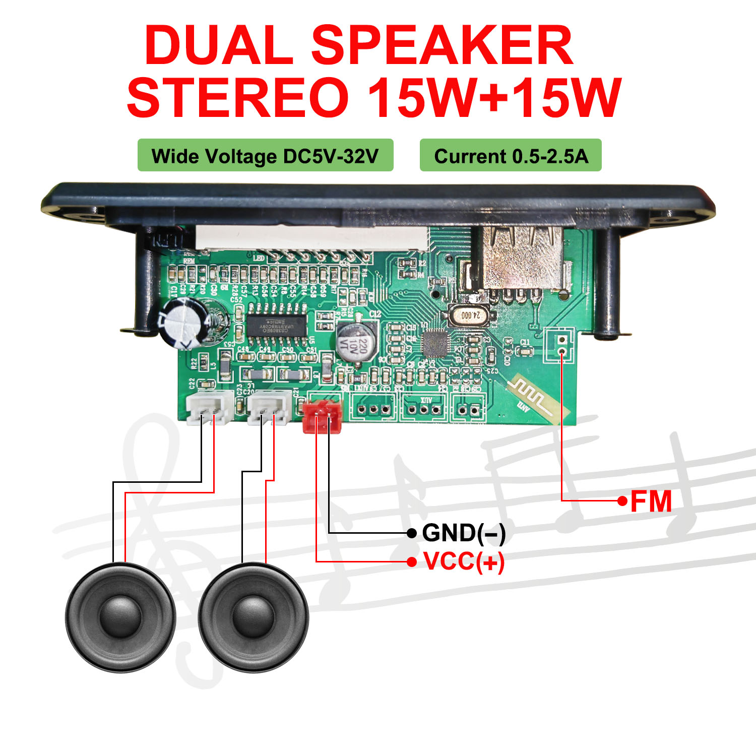 DC 5V-32V 30W Bluetooth5.0 Amp - Surround Sound Decoder incelemesi ve fiyatı