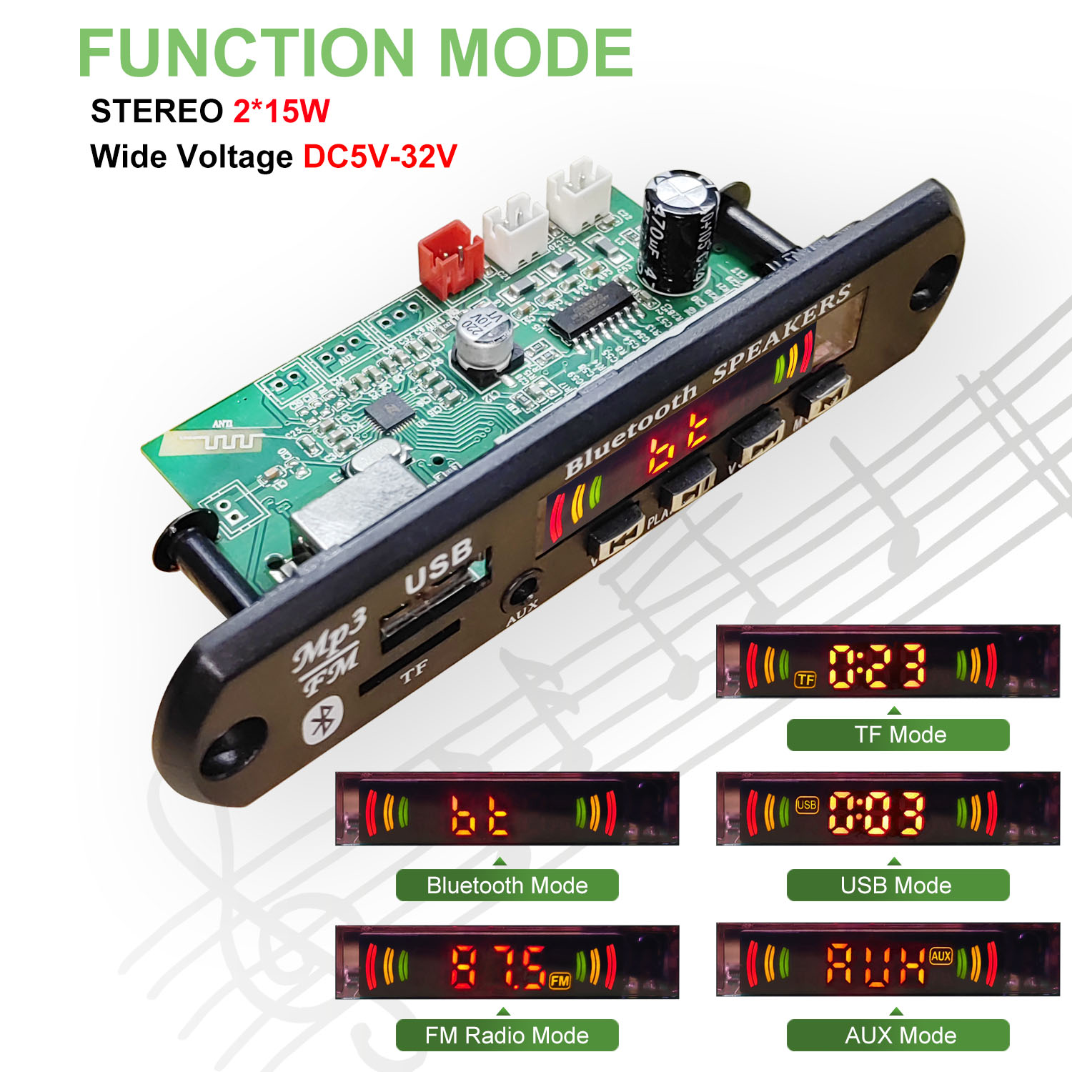 DC 5V-32V 30W Bluetooth5.0 Amp - Surround Sound Decoder incelemesi ve fiyatı